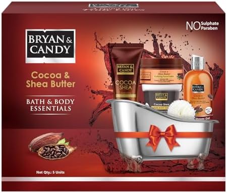 Cocoa Shea Bath Gift Set - Spa Gift Baskets with Shea Butter, Cocoa, Spa Set for Women