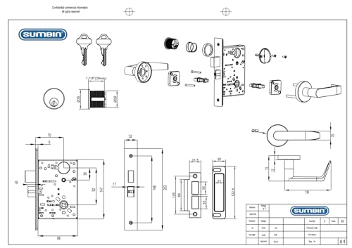 Image of Keyed Entry Grade 1 Commercial Door Locks Heavy Duty Office Door Lever, Non-Handed, UL 3 Hour Fire Rated, ADA Compliant, Stainless Steel Finish Corridor F13