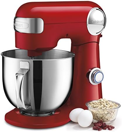 Cuisinart Stand Mixer, 12 Speed, 5.5 Quart Stainless Steel Bowl, Chef’s Whisk, Mixing Paddle, Dough Hook, Splash Guard w/ Pour Spout, Ruby Red, SM-50R, Manual - Thumbnail 2
