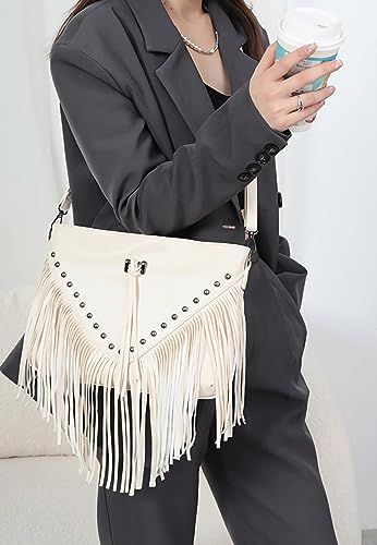 Saddhu Fringe Crossbody Purse for Women Faux Leather Handbag Tassel Bohemian Cross Body Bag for Wedding Cocktail Party2