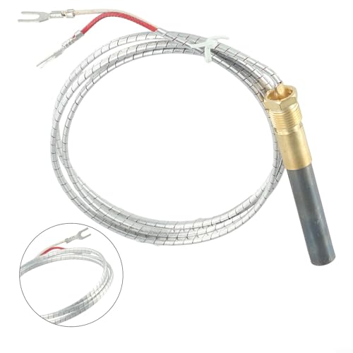 Fauhapyway Termopila del sensor de temperatura de la chimenea del gas de 36 pulgadas, termopar del generador piloto del metal con alta sensibilidad para el sistema de calefacción