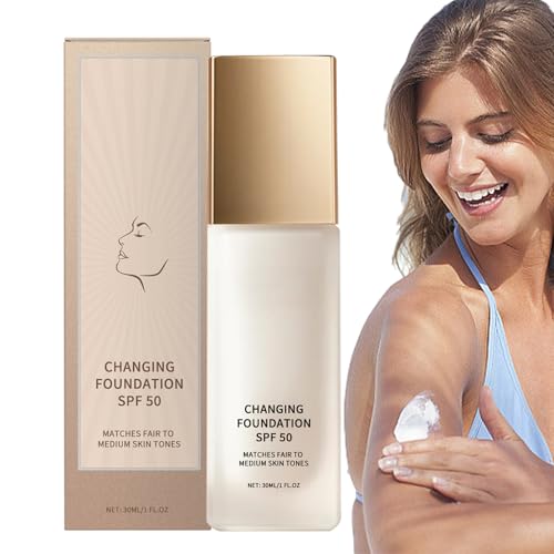 Maquillaje líquido – 30 ml Soft Foundation | SPF 50 crema solar con opacidad para pieles secas, grasas, mixtas y sensibles piel madura en deportes y actividades