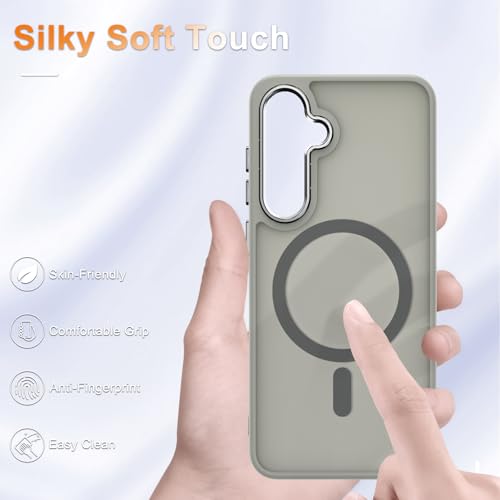 Image of for Samsung Galaxy S25+ Plus Case, Matte Magnetic Phone Case with 1 Screen Protector, Support for Magsafe, Translucent Frosted Shockproof Protective Cover for Samsung Galaxy S25+ Plus, Titanium Gray