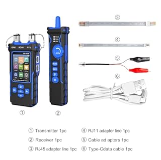 Tester di rete LAN con misuratore di potenza ottico CAT5, CAT6, tester per cavi RJ11, RJ45, tester di tracciamento dei cavi con NCV, porta flash, supporto per la ricarica di tipo C.