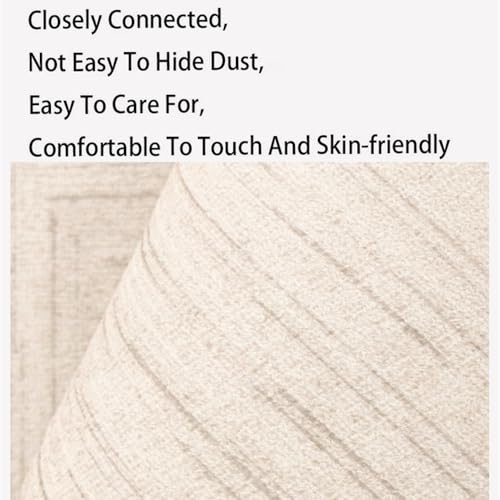 Tapis à rayures crème lavable et facile à nettoyer pour salon - 4