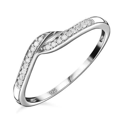 TJC Anillo de compromiso de plata de ley 925 con diamantes para mujer, chapado en oro rosa de 14 quilates, oro amarillo y platino | Anillos de plata para mujer, R, Platino, Diamante blanco