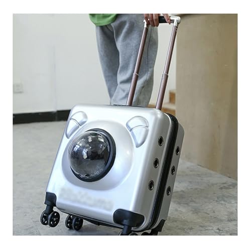 Valise à roulettes pour animaux de compagnie design blanc - Voyage haut de gamme