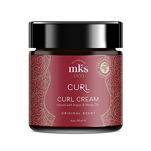 MKS eco Curl, Original Scent - 4 oz - Curl Cream - Define Curls, Eliminate Frizz & Flyaways - Jojoba, Hemp Seed & Moroccan Argan Oil - Vegan & Cruelty Free