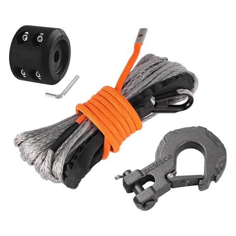 Ucreative 1/4 Inch x 50 Feet Synthetic Winch Rope 10,000LBs Line Cable with Upgraded Hook and Stopper for ATV UTV Cover