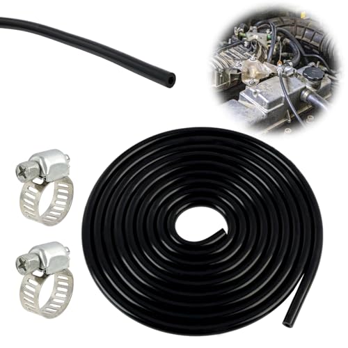 3 Metros ID 4mm, OD 8mm, Manguera de Silicona, Tubo silicona flexible, Manguera de vacío para coche, Tubo Flexible de Alto Rendimiento para Automoción y Acuarios, Incluye 2 Abrazaderas