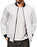 COOFANDY Mens Business Casual Bomber Jackets Lightweight Spring White Jackets Fashion Baseball Varsity Jacket