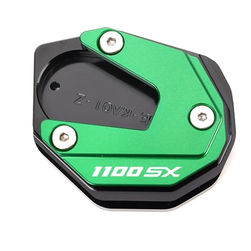 Plaque de béquille latérale pour Ninja 1100SX et SE 2024-2025 verte avec bouchons