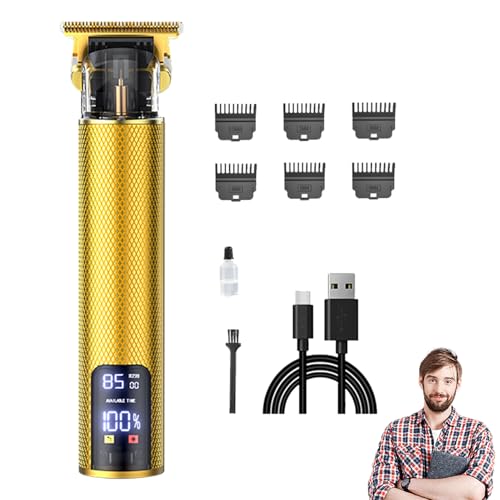 Cortapelos para hombre, recortadora recargable, cortador profesional, máquina de aseo de corte de pelo inalámbrica para uso doméstico en salón de belleza con indicador de carga de pantalla LED, kit de