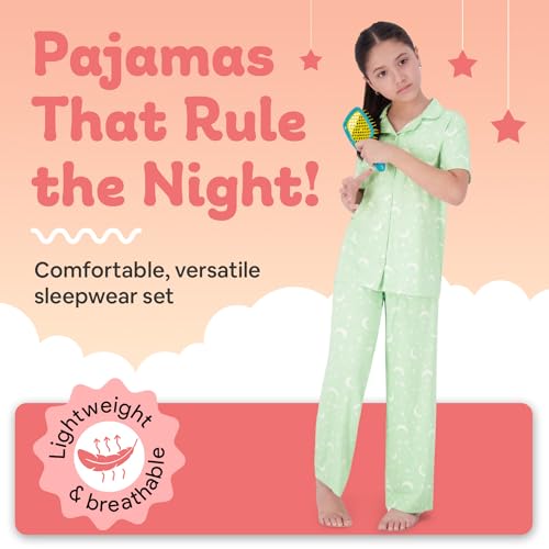 Girls Ultra Soft Button Down Pajamas, 3 Piece Pajama Set, pjs for teen girl, Size 7-162
