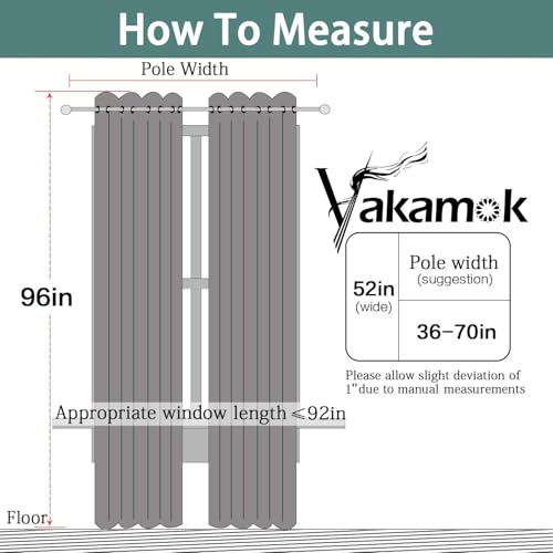 Yakamok Navy Blue 100% Blackout Curtains 96 Inches Long Thermal Insulated Window Curtain for Bedroom Living Room Darkening Set of 2 Panels Grommet Top Drapes with 2 Thick Layers 52x96 Inches Dark Blue
