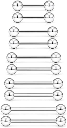 14G 16G Nipple Piercing Jewelry Tongue Rings for Women Hypoallergenic 316L Surgical Steel Externally Threaded Nipple Tongue Ring Barbell Piercings Jewelry Women Men 12mm 14mm 16mm 19mm 22mm