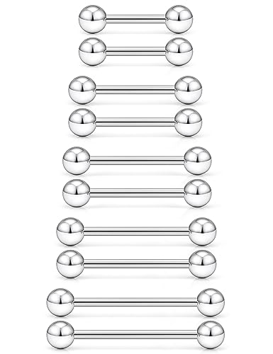 16G 14G 12G Nipple Piercings Tongue Rings Externally/Internally Threaded Hypoallergenic 316L Surgical Steel Nipple Tongue Barbell Piercing Jewelry for Women Men 12mm 14mm 16mm 19mm 22mm