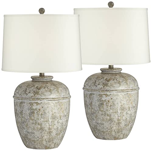 John Timberland Otero Mottled Stone Finish Rustic Jug Table Lamps Set Of 2 #TOP1
