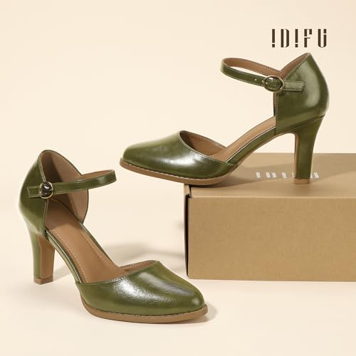 Image of IDIFU IN3 Closed Toe Chunky High Heels Comfortable Dress Shoes for Women