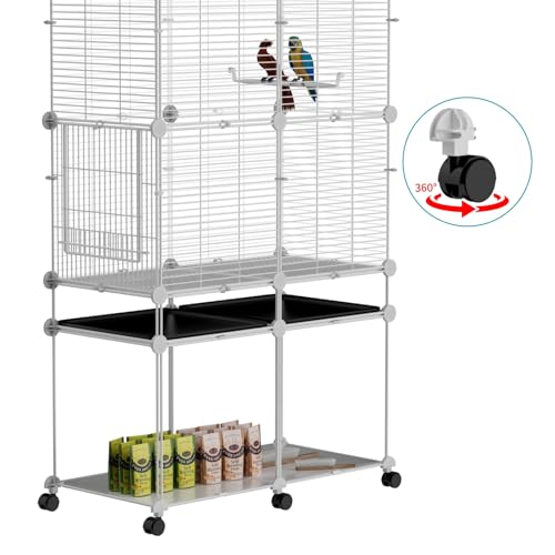 Image of STILLCOVE Large Flight Bird Cage: Wide Birdcage with Storage Shelf & Perch