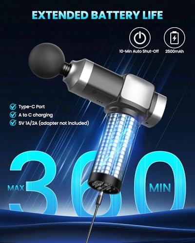 Massage Gun Deep Tissue, Handheld Percussion Muscle Massager for Back, Neck & Shoulder Pain Relief, Portable Electric Back Massager with 30 Speed Levels & 6 Massage Heads, Gift for Men Women - Image 5