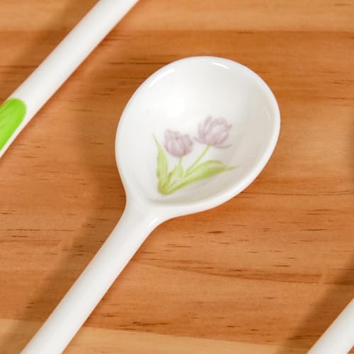 Image of Nestasia Set of 4 Ceramic Soup Bowl with Spoon (400ml) - Microwave Safe Bowl for Serving Soup, Curry, Dal, Custard, Kheer & Dessert | Floral Design Bowl Set Perfect for Gifting & Daily Use