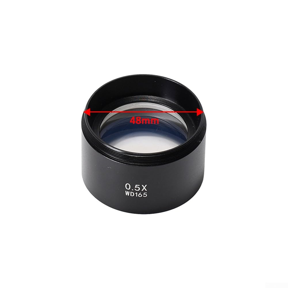 Lente de objetivo auxiliar Barlow 0.5X, WD165 Objetos Auxiliares Lente Microscopio Lente de cámara Barlow Lente de vidrio para microscopio de video industrial - 48mm