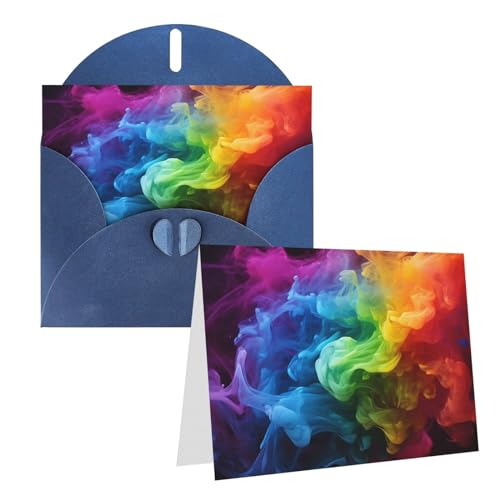 QMNEHJ グリーティングカード サンキューカード 封筒付き ブランクノートカード 4x6インチ バースデーカード レインボー スモーク ウェディングカード お悔やみカード おもしろい 思考カード あらゆる機会に