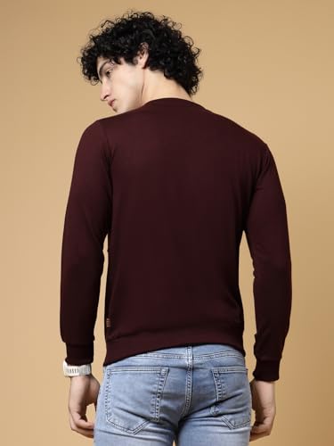 Image of Rigo Terry Solid Printed Winter Wear Sweatshirt for Men | Round Neck Sweatshirt for Men | Full Sleeves Sweatshirt for Men