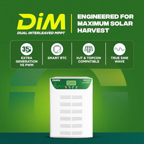 Image of Okaya 5.4KVA 48V MPPT Solar PCU | Dual Interleaved MPPT for Faster & Efficient Solar Charging | True Sine Wave Off-Grid Solar Inverter for Home, Office & Shops |Durable & Reliable | 36-Month Warranty