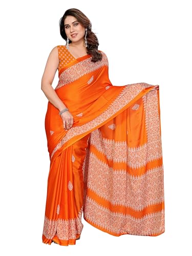 Image of Amazon Brand - Tavasya Womens Blocked Printed Daily Wear Chiffon Georgette Saree With Blouse With Blouse