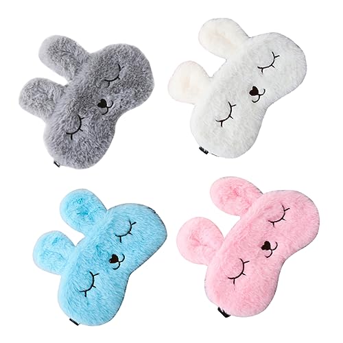 ARTSEWPLY 4Piezas Máscaras de Ojos de Dibujos Animados Peluche Suave Colores Relajación