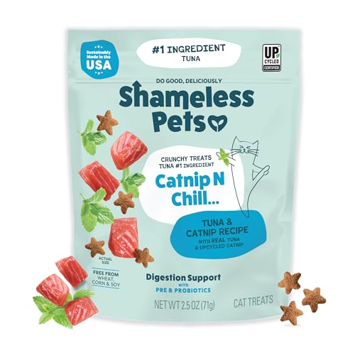 Shameless Pets Crunchy Cat Treats - Catnip Treats for Cats with Digestive Support Kitten Treats with Real Ingredients Natural & Healthy Flavored Feline Snacks - Fintastic Catnip 1-Pk