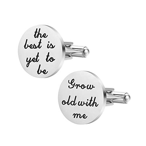 Cufflink the best is yet to be,grow old with me Dad Father Tie Bar Mens Wedding Father of The Bride Gifts