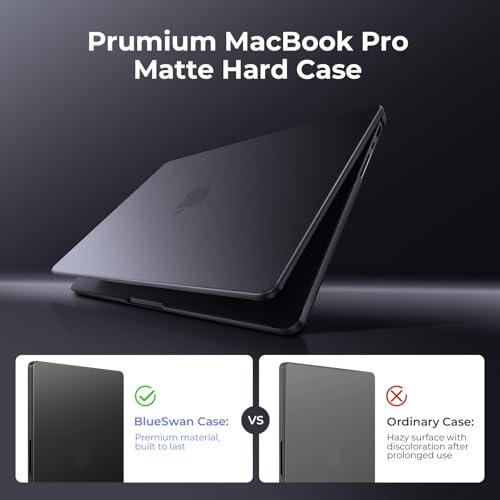 Image of BlueSwan Matte Case Compatible for MacBook Pro 14 inch M5 2026 2025-2021 M4 M3 M2 M1 Pro /Max, A3427 A3426 A3434 A3401 A3112 A3185 A2992 A2918 A2779 A2442,Ultra-thin Hard Shell Cover, Space Black Clear