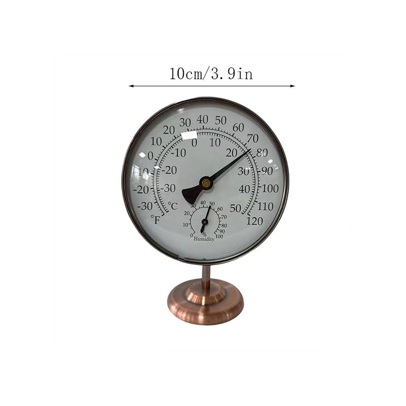 Copper Watch 10cm Seat Type Indoor and Outdoor Bronze Thermometer