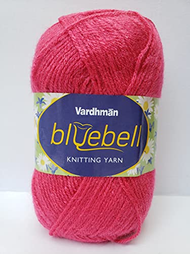 Image of Vardhman Blue Bell DK Weight Supersoft Hand Knitting & Crocheting Yarn (Pack of 1 ball - 100gram) 100% Acrylic, Multi Color Crochet Thread wool, Suitable for Craft, Babywear, Baby Blankets, Sweater, Scarf, Cap, Art & Craft - (Crimson Pink - Bbell-014)