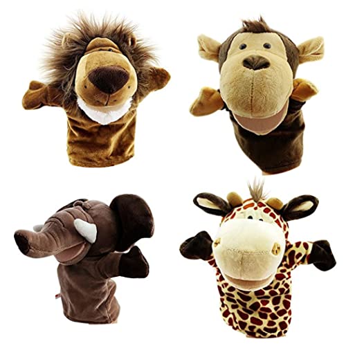 Marionnettes à main peluche éléphant singe pour l'histoire du soir en famille