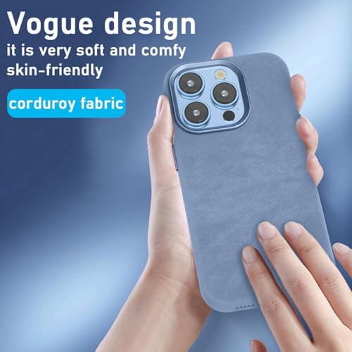 Coque iPhone 16 Pro Max en velours côtelé bleu élégant