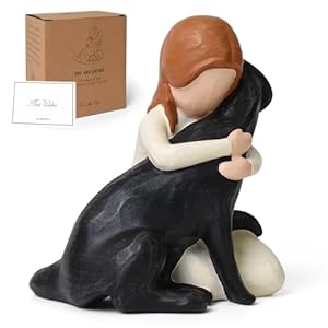 Lnrkai Girl with Black Dog Hund Gedenkstatue