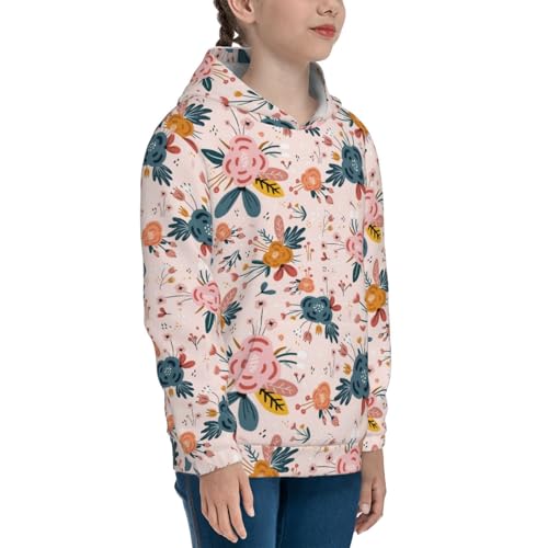 Floral with Rose Kid Hoodies Boys Sweatshirts Girls Pullover with Pocket 7