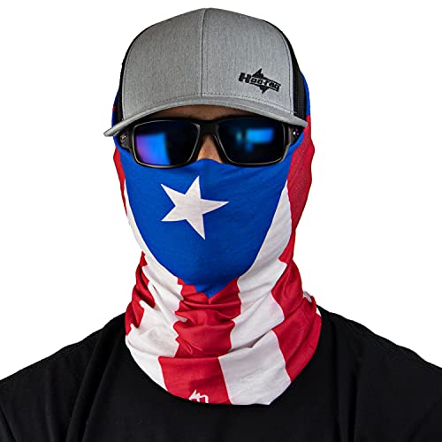 Hoo-Rag - High Performance 100% Moisture Wicking Polyester Microfiber Multi-Functional Face Mask & Neck Cover - Upf 30 - One Size Fits Most - Puerto Rico Flag #TOP10