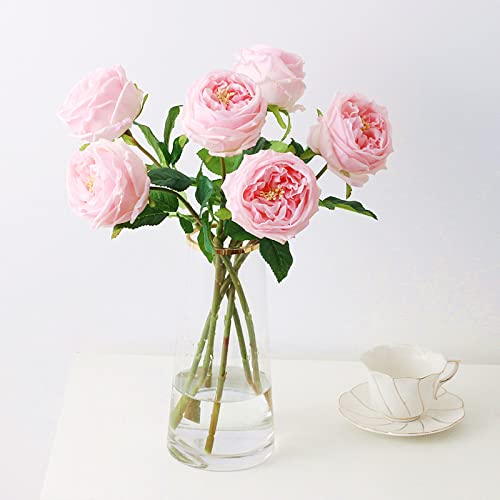 UKELER Pink Austin Roses Wedding Bouquet 4 Pcs...