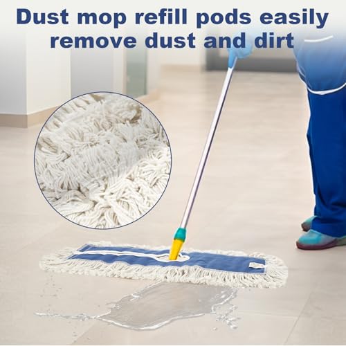 Image of 4 Pack 24 Inch Dust Mop Replacement Head, Cotton Nylon Reusable Dust Mop Head Replacement, Commercial Dust Mop Head for Hardwood Floors