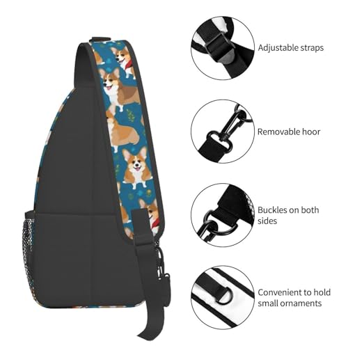 Mochila bandolera con estampado de corgi para senderismo miniatura 5