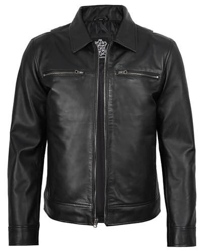 Image of Decrum Mens Leather Jacket - Real Lambskin Vintage Style Leather Jackets for Men