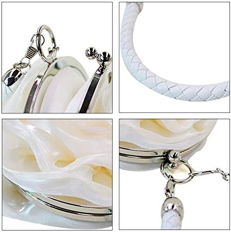 Buddy Women Rose Shaped Clutch Soft Satin Wristlet Handbag Wedding Party Purse - Image 6