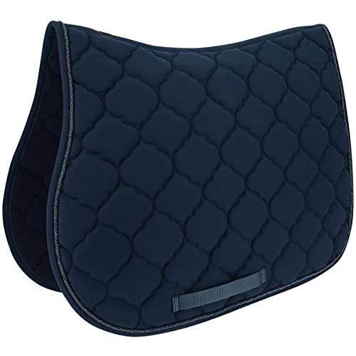 Riding World Tapis de selle en corde avec bordure pailletée Taille poney Bleu marine