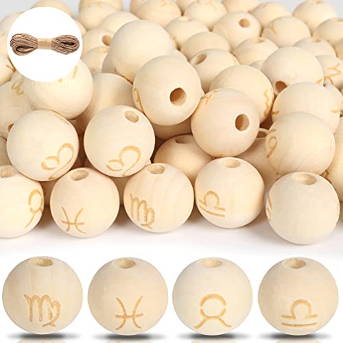 Lot de 100 boules en bois pour travaux manuels - 16 mm - Petites perles en bois non finies - Couronne de décoration - Guirlande de ferme Cover