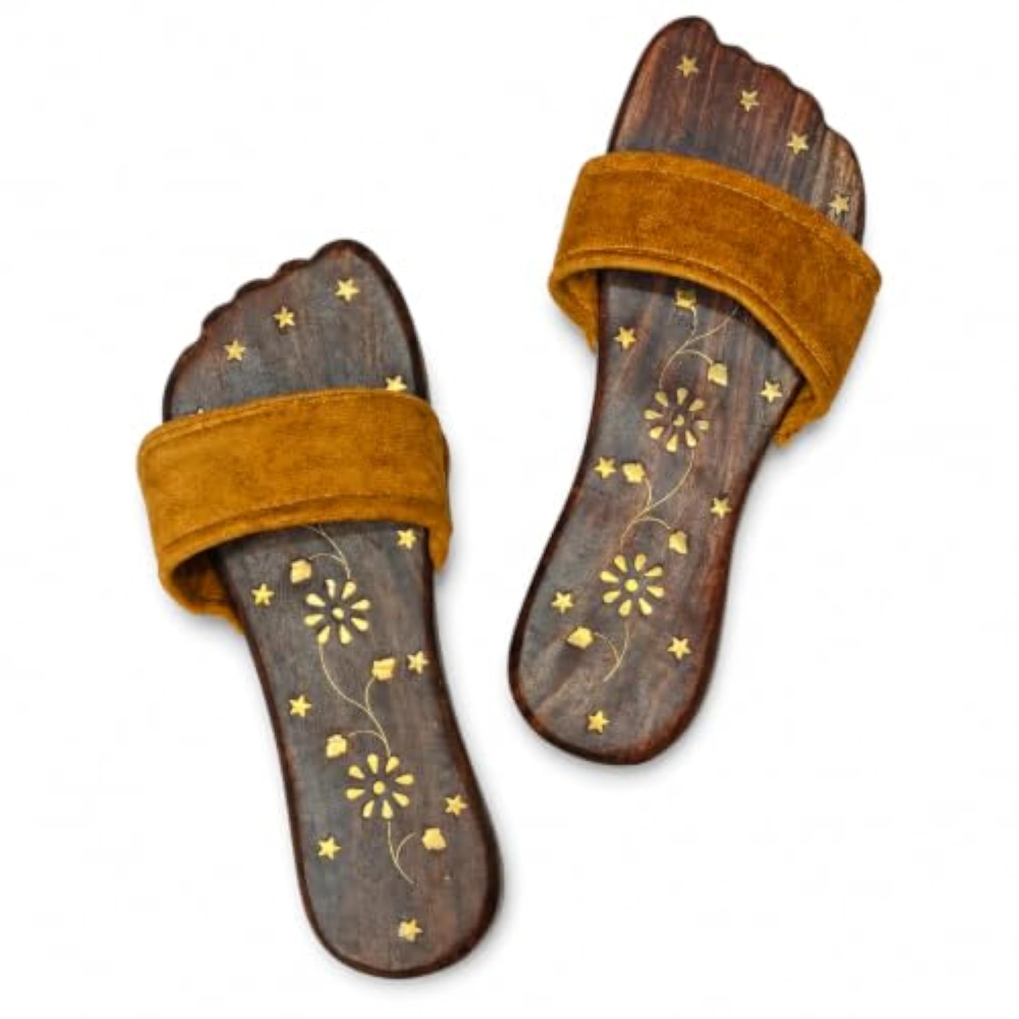 Sheesham Wood Khadau for Men & Women, Brass Engraved